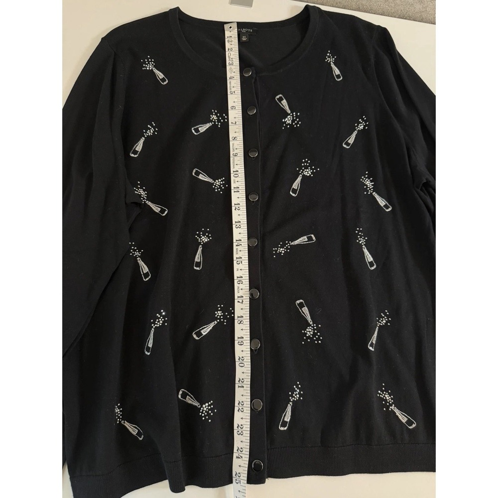 Talbots Plus Size 2X Cardigan Button Up Party Champagne New Year Preppy Bubbly - Picture 4 of 10